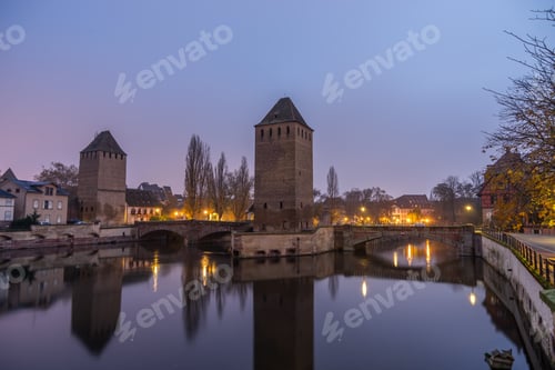 Preview: Tourist area "Petite France" in Strasbourg, France and covered bridges