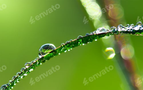 Preview: water drops on leaves in moring