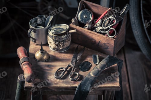 Preview: Bike fix service with wheels, rubber patch and tools