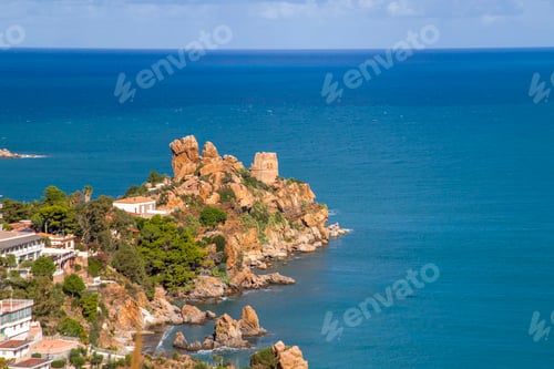 Preview: remains of a coastal watch tower built in the 16th century in Cefalu, Sicily