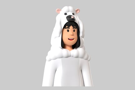 Visualização: Personagem fantasiado de urso polar