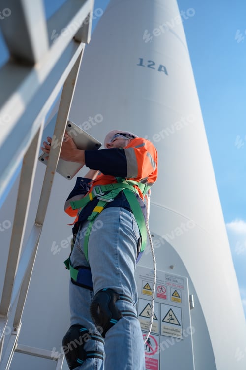 Preview: Engineer at natural energy wind turbine site Must use a computer to control check for accuracy