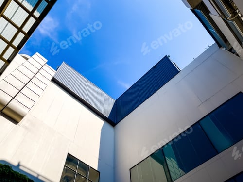 Preview: Modern office building with the sky, minimal building, abstract background, Art.