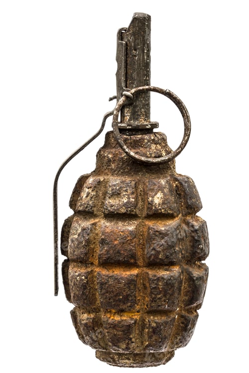 Preview: Old combat grenade isolated on a white background