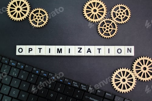 Preview: gear teeth with the word Optimization.