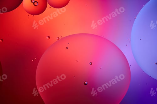 Preview: creative abstract background from mixed water and oil bubbles in pink and purple color