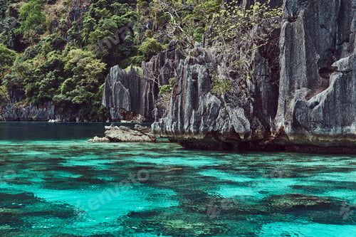 Preview: Beautiful landscape of a rocky bay of Philippine Islands.