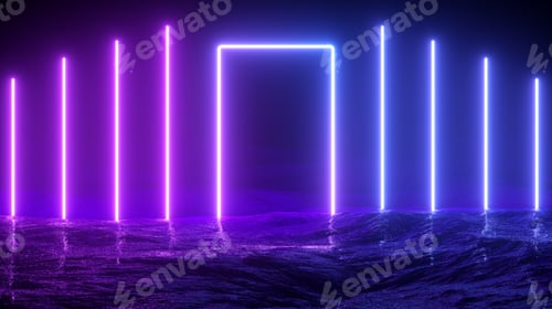 Preview: 3D Illustration. Futuristic sci-fi glowing neon lights. futuristic concept.