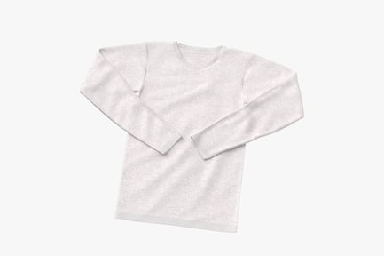 Preview: Heather White Long Sleeve V-Neck Flat Shirt