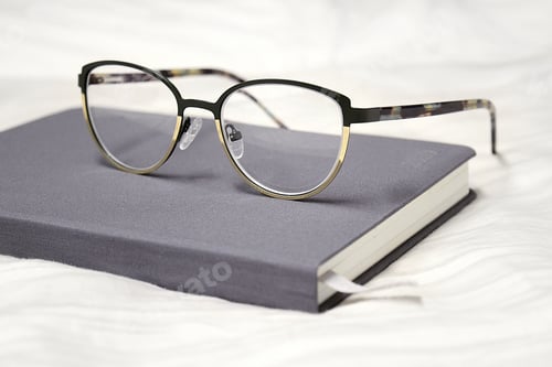 Preview: Stylish Eyeglasses on a Gray Journal for Reading