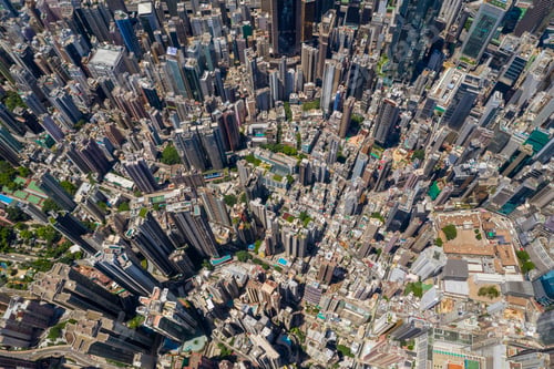 Preview: Central, Hong Kong 15 July 2020: Top view of Hong Kong city