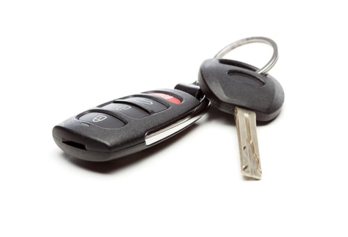 Preview: Modern Car Key and Remote Isolated on a White Background.
