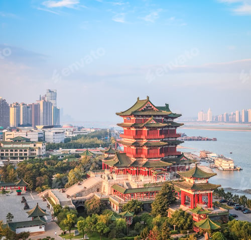Preview: beautiful nanchang tengwang pavilion in early morning