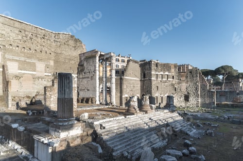 Preview: The forum of Augustus with the remains of the temple of Marte Ultore in Rome