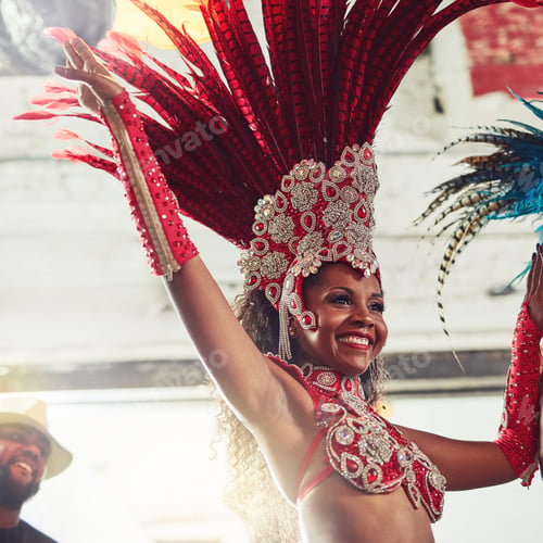 Preview: She knows how to light up the show. Shot of a samba dancer performing in a carnival.