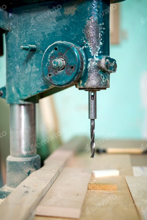 Preview: industrial milling tool, lathe and machinery at a local furniture factory