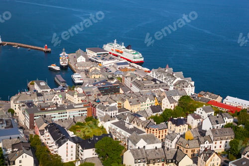 Preview: view of Alesund from Fjellstua viewpoint, Norway