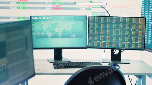 Preview: Professional enterprise workstation inside multinational company control room