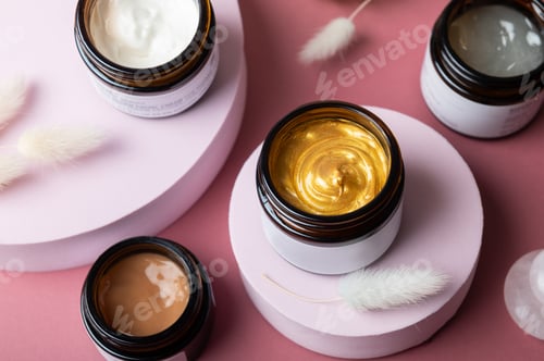 Preview: Set of different skincare bestsellers cosmetics jars