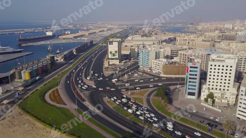 Preview: Highway on Dubai. Aerial view of The World Islands in Dubai. The islands were intended to be