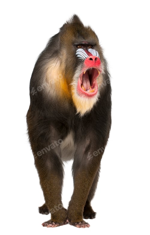 Preview: Mandrill shouting, Mandrillus sphinx, 22 years old