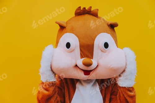 Preview: Squirrel character mascot has a message for humanity. Environmental concept about animal rights