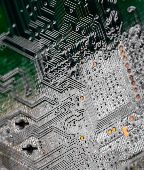 Preview: Macro Close up of printed wiring on PC circuit board