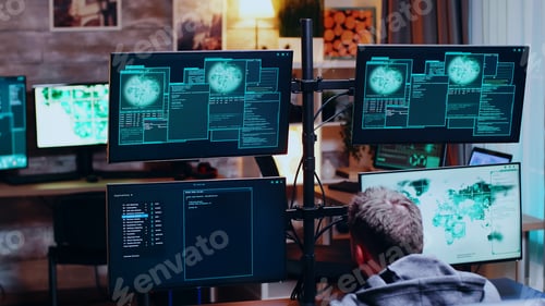 Preview: Male hacker covering his face after a failed hack