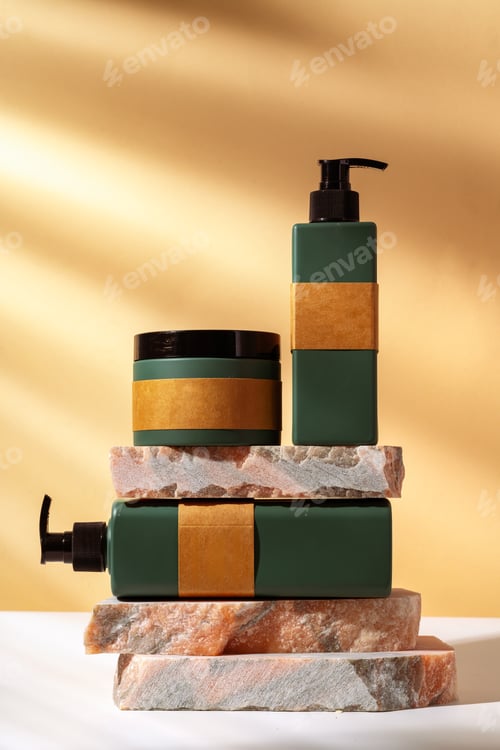 Preview: Cosmetic package dispenser with granite stone studio shot