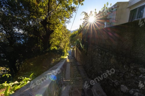 Preview: Capri Island in Bay of Naples, Italy. Pedestrian Path in a touristic town