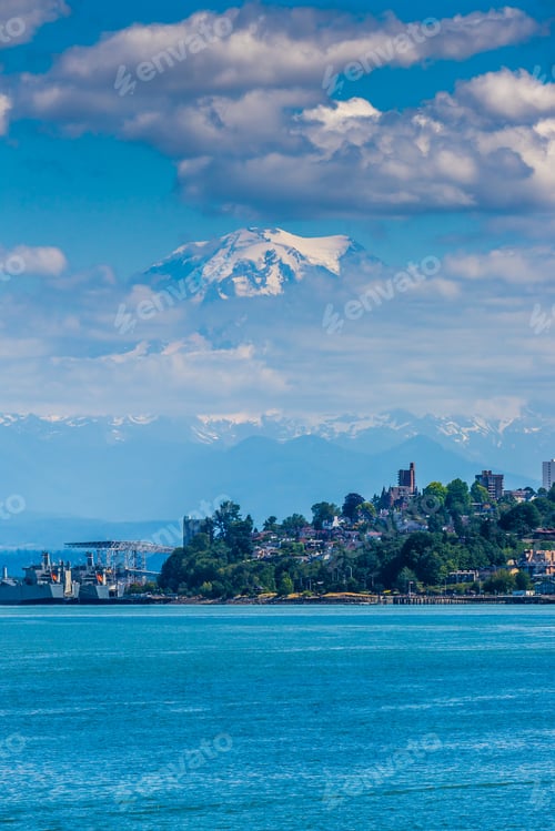 Preview: Mount Rainier Is Covered With Clouds. Photo Taken From Ruston, Washington.