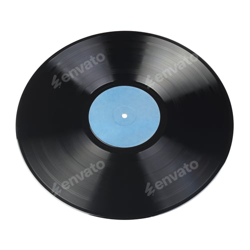 Preview: 12-inch vinyl record with blank label isolated.