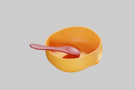 Preview: Yellow bowl and pink spoon