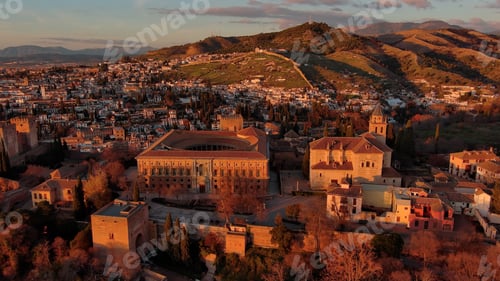 Preview: Aerial view of the Alhambra palace and fortress in Granada, Andalusia, in Spain
