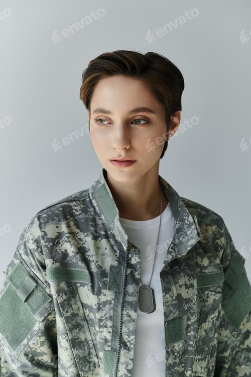 Preview: Young woman in studio prior to military deployment