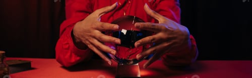 Preview: cropped view of predictor near crystal ball isolated on black, banner