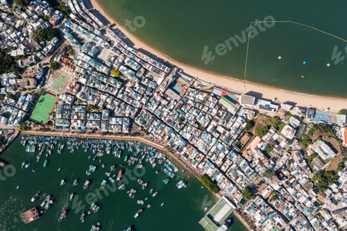 Preview: Top down view of Cheung Chau island in Hong Kong city