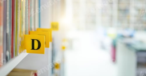 Preview: Books with alphabet letters classification in library