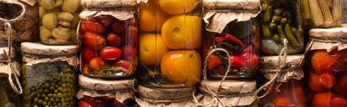 Preview: Top View of Delicious Homemade Tasty Pickles, Panoramic Shot