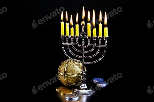 Preview: Hanukkah flames kindling menorah candles during jewish holy holiday
