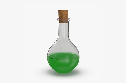 Preview: Round Potion Bottle with Green Liquid & Cork