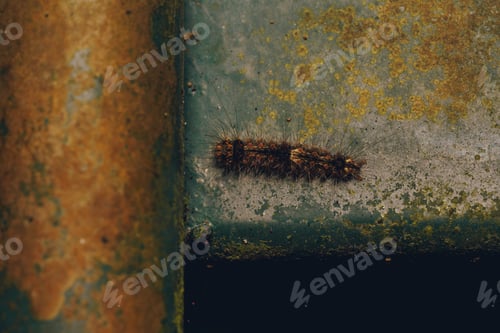 Preview: caterpillar macro shot in a bench