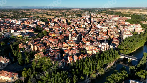 Preview: Aerial view of Aranda de Duero, Burgos, Spain. Aranda de Duero is the capital of Ribera del Duero