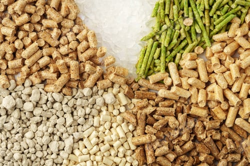 Preview: Different types of cat litter close up