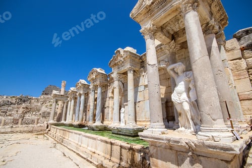 Preview: Burdur - Turkey, June 27, 2023, Antoninus Fountain of Sagalassos in Burdur, Turkey.
