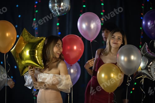 Preview: Happy Asian friends celebrating new year's eve 2021- people having fun together