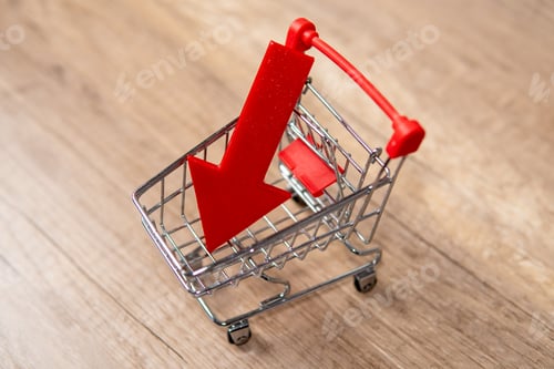 Preview: A miniature shopping cart with downward-pointing red arrow.