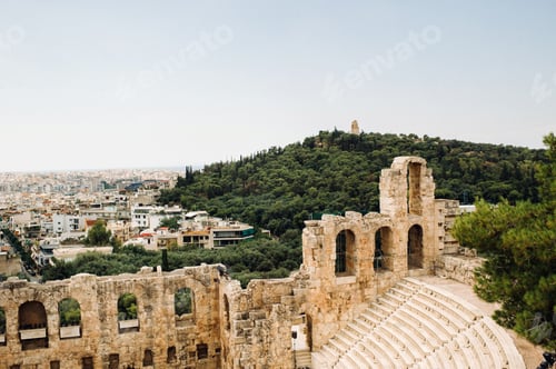 Preview: View from above to Dionysus Theatre below the Acropolis in Athens, Greece, which is considered to be