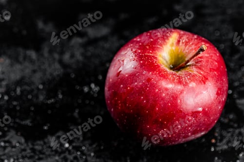 Preview: One red apple on the table.
