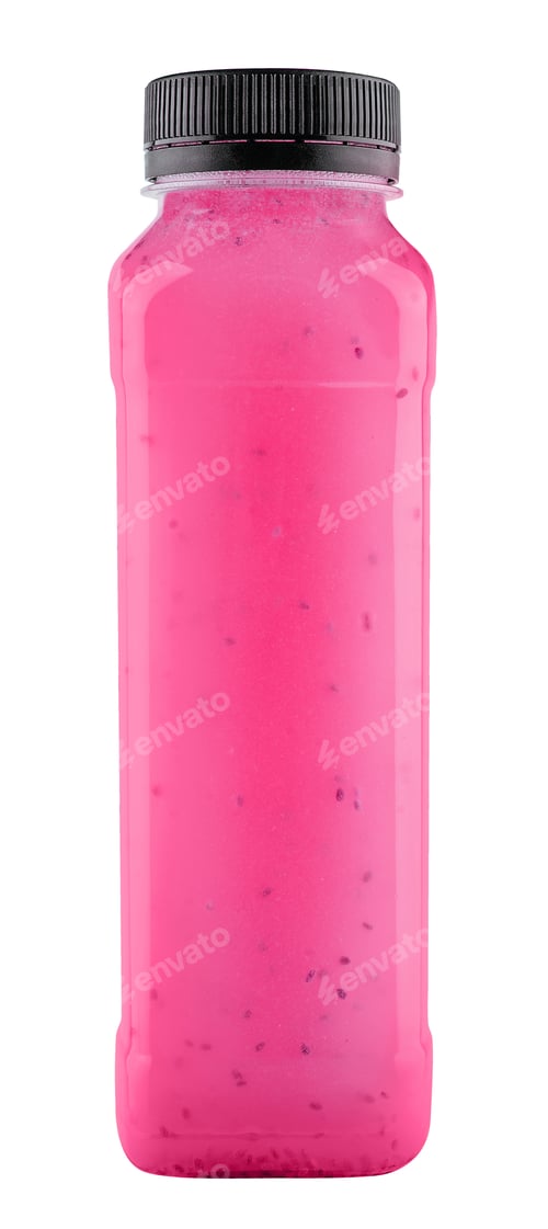 Preview: raspberries smoothie bottle isolated on white background